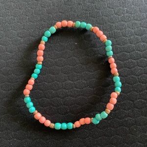 Vintage small colorful beaded bracelet orange & turquoise